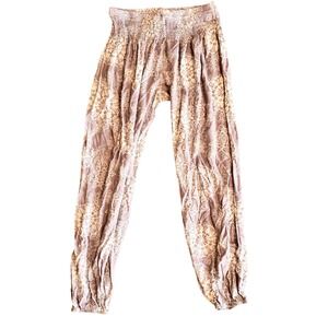 Lotus and Luna Mauve Mandala Smocked Harem Pants OSFM Handmade yoga palazzo boho